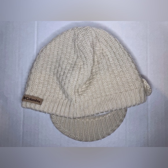 Columbia Women’s Gray Cable Knit Button Ski Brim Hat Crochet Cap Beanie Winter‎ - Picture 6 of 7